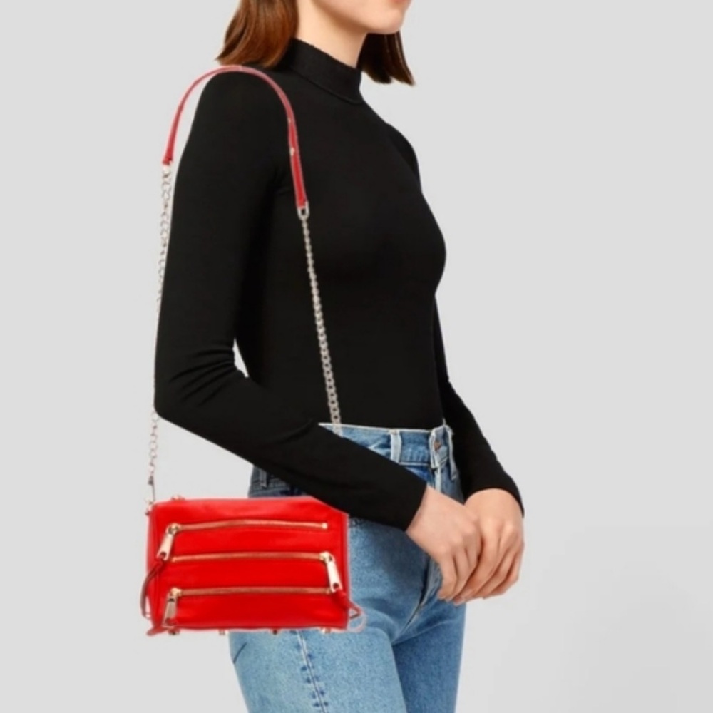 NWT Rebecca Minkoff Mini 5 Zip Convertible Clutch in “KISS” Red